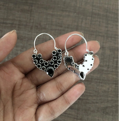 Black cz cut stone bezel setting balis made in pure silver