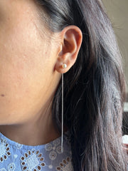 5mm pearl sui dhaaga (threader) earring in pure silver