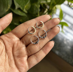 Combo - 10, Small plain flat balis along with medium wire work balis in pure silver