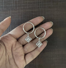 2cm thick balis with 9mm multi cz square drops in pure silver