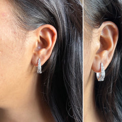 Diamond look italian multi cz stone studded balis in pure silver