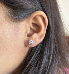 6mm single cz bezel setting studs in pure silver