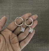 2cm thick balis with 9mm multi cz square drops in pure silver