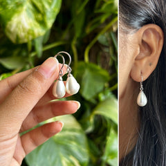 Shell pearl hangings in pure silver