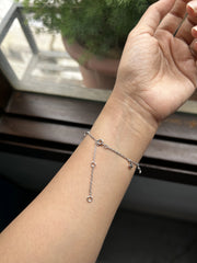 7.5'' long adjustable moon-star bracelet in pure silver