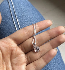8mm transparent cz stone six prong pendant with an 18'' chain in pure silver