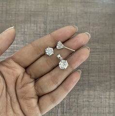 7mm six prong single cz stone studs (solitaire setting) with a matching 8mm cz pendant made in Pure Silver