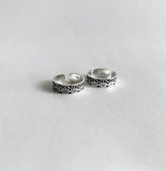 Evil eye pattern toe ring in pure silver (one pair)
