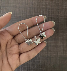 Butterfly loops and matching pendant set in pure silver