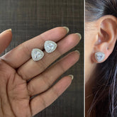 Trillion pattern multi cz stone earrings made in pure silver