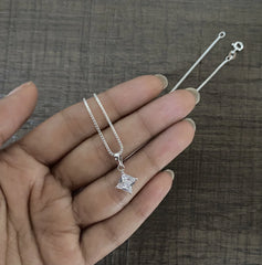 Single 6mm square cz pendant with an 18 inch chain in pure silver