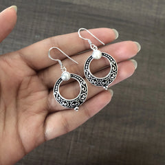 Pure silver round oxidized finish hangings