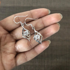 Pure silver single cz stone spiral hangings