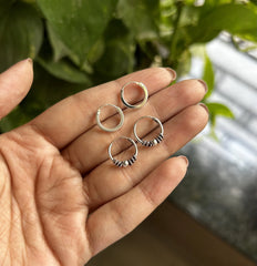 Combo -9, Small plain flat balis along with medium wire work balis in pure silver