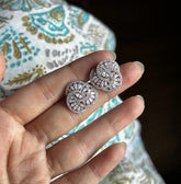 Intertwined circle multi cz stone studs in pure silver