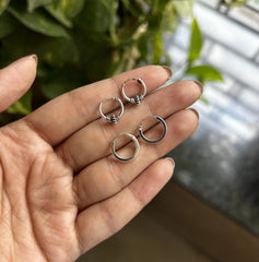 Combo - 2, tiny wire work balis along with plain flat balis in pure silver