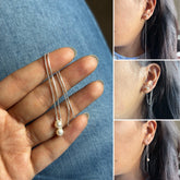 5mm pearl sui dhaaga (threader) earring in pure silver