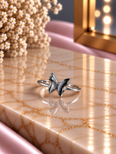 3D butterfly ring in pure silver