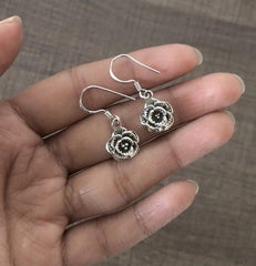 Antique finish rose flower hangings in pure silver
