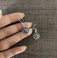 Antique finish sunflower pattern hangings in pure silver