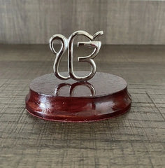 Auspicious EK Onkar Pure Silver Idol on a rosewood base