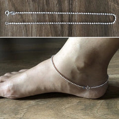 Ball cutting pattern anklet in pure silver