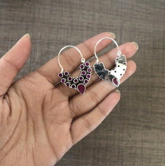 Commercial ruby cut stone bezel setting balis made in pure silver