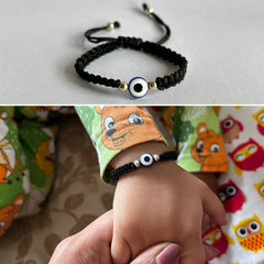 Evil eye adjustable nazariya bracelet for kids (0-2 years) in pure silver - single piece
