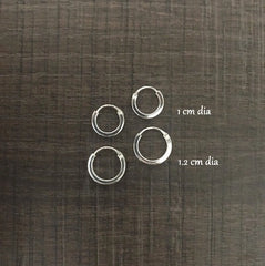 Combo - 5, tiny plain flat balis in two sizes crafted in pure silver