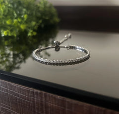 Adjustable 2mm cz stone TENNIS style bracelet in pure silver