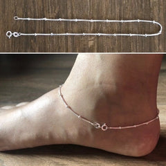 Delicate box pattern, dots with a gap anklet in pure silver