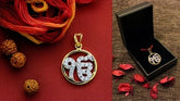 Ek Onkar motif cz stone pendant with 22 kt. gold plating in pure silver