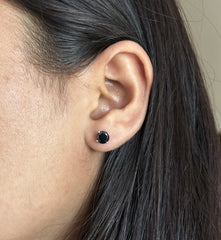 6mm black onyx four grain setting studs in pure silver