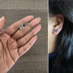 Flat butterfly studs in pure silver
