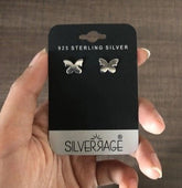 Flat butterfly studs in pure silver