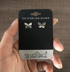 Flat butterfly studs in pure silver