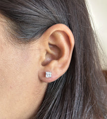 5mm single square cz grain setting studs in pure silver