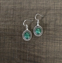 Green onyx cut stone rava border hangings in pure silver