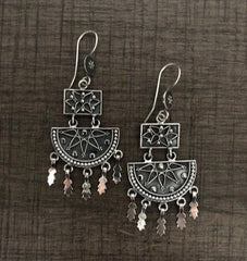 Gypsy style rava work earrings in pure silver