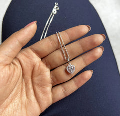 8mm multi cz heart pendant with an 18inch chain in pure silver