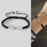 Infinity motif adjustable hand braided bracelet made in pure silver