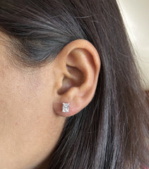 4X6mm rectangle cz grain setting studs in pure silver