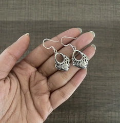 Jaali (filigree) work earrings in pure silver