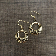 Jaali work round hangings with 22 kt gold plating in pure silver