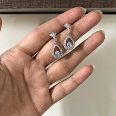 Pure silver multi cz stone tear drop studs