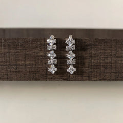 2.4 cm long multi cz stone studs in pure silver