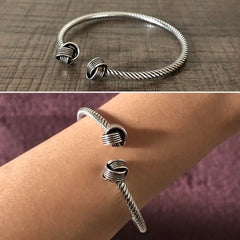 Knotted ends spiral texture kada in pure silver