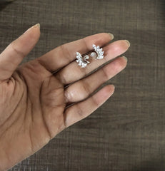 Multi cz stone peacock studs crafted in pure silver