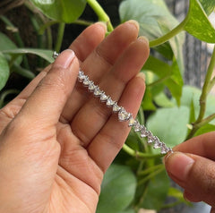 Multiple heart shape cz stone tennis style necklace in pure silver