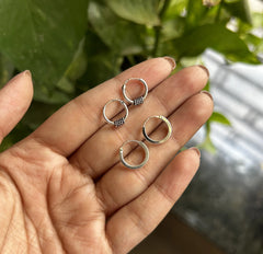 Combo - 8, tiny wire work balis along with plain flat balis in pure silver